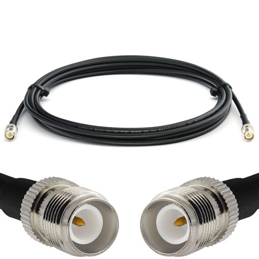 Câble coaxial RP-TNC Femelle vers RP-TNC Femelle de 1 mètre, RG58/U à perte faible, 50 ohms