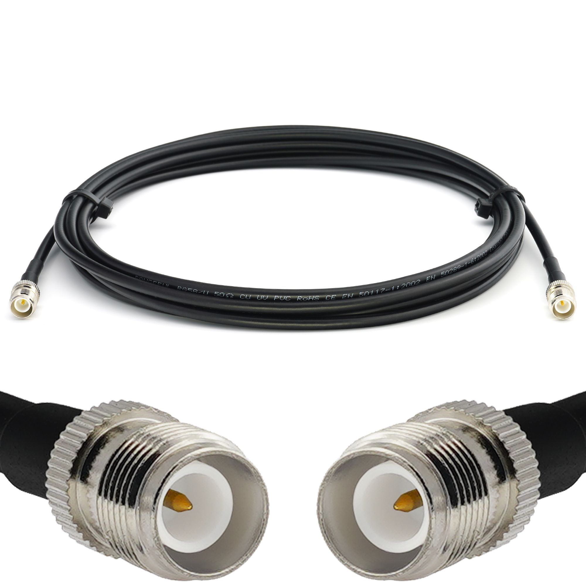 Cable coaxial RG58/U de 20 metros de RANGEFUL, hembra RP-TNC a hembra RP-TNC, de baja pérdida