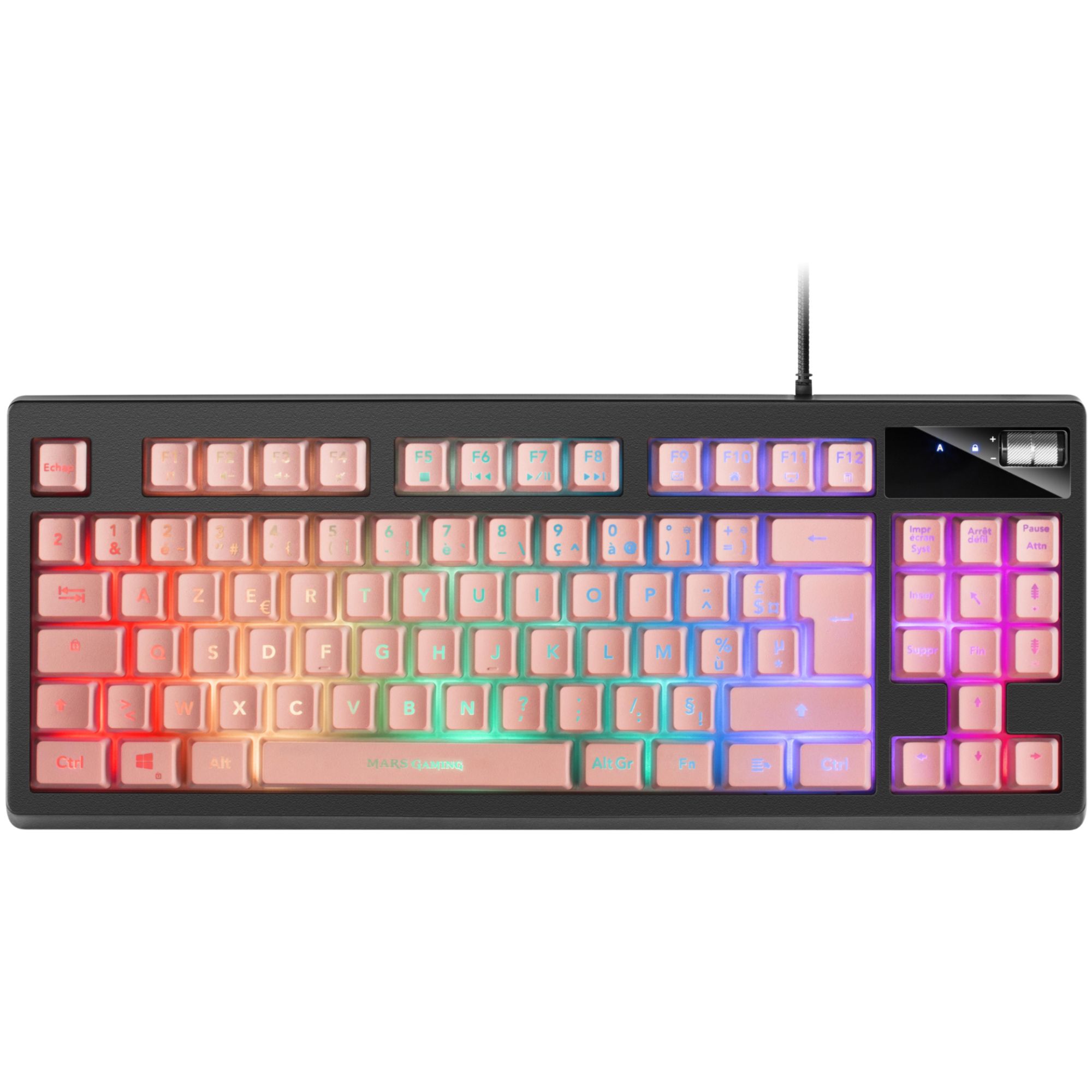 Mars Gaming MKAXPFR RGB Mechanical Gaming Keyboard, French, Black & Rose