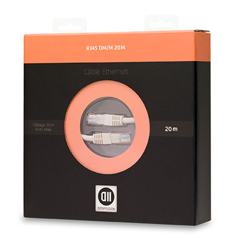 D2 Diffusion CAT 6 RJ45 Straight Male Cable, 20m