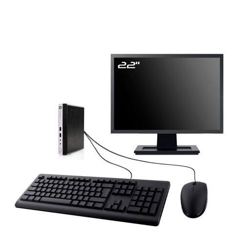 HP ProDesk 400 G3 Mini PC with 22-inch Screen, Intel i3-6100T, 8GB RAM, 480GB SSD, Windows 11
