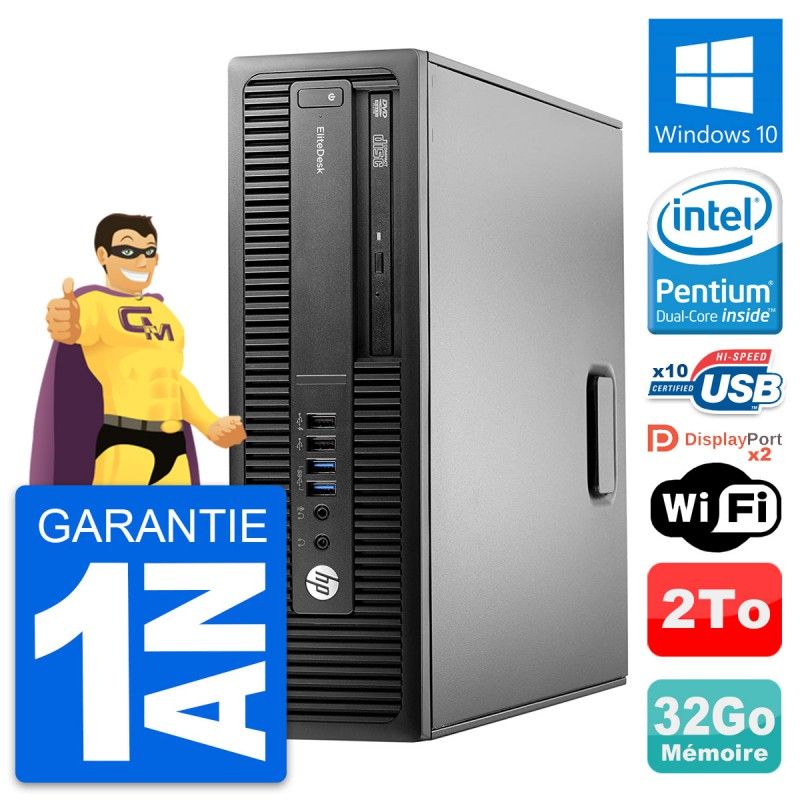 HP EliteDesk 800 G2 SFF PC - Intel Core i5-4400, 32GB RAM, 2TB HDD, Windows 10, WiFi