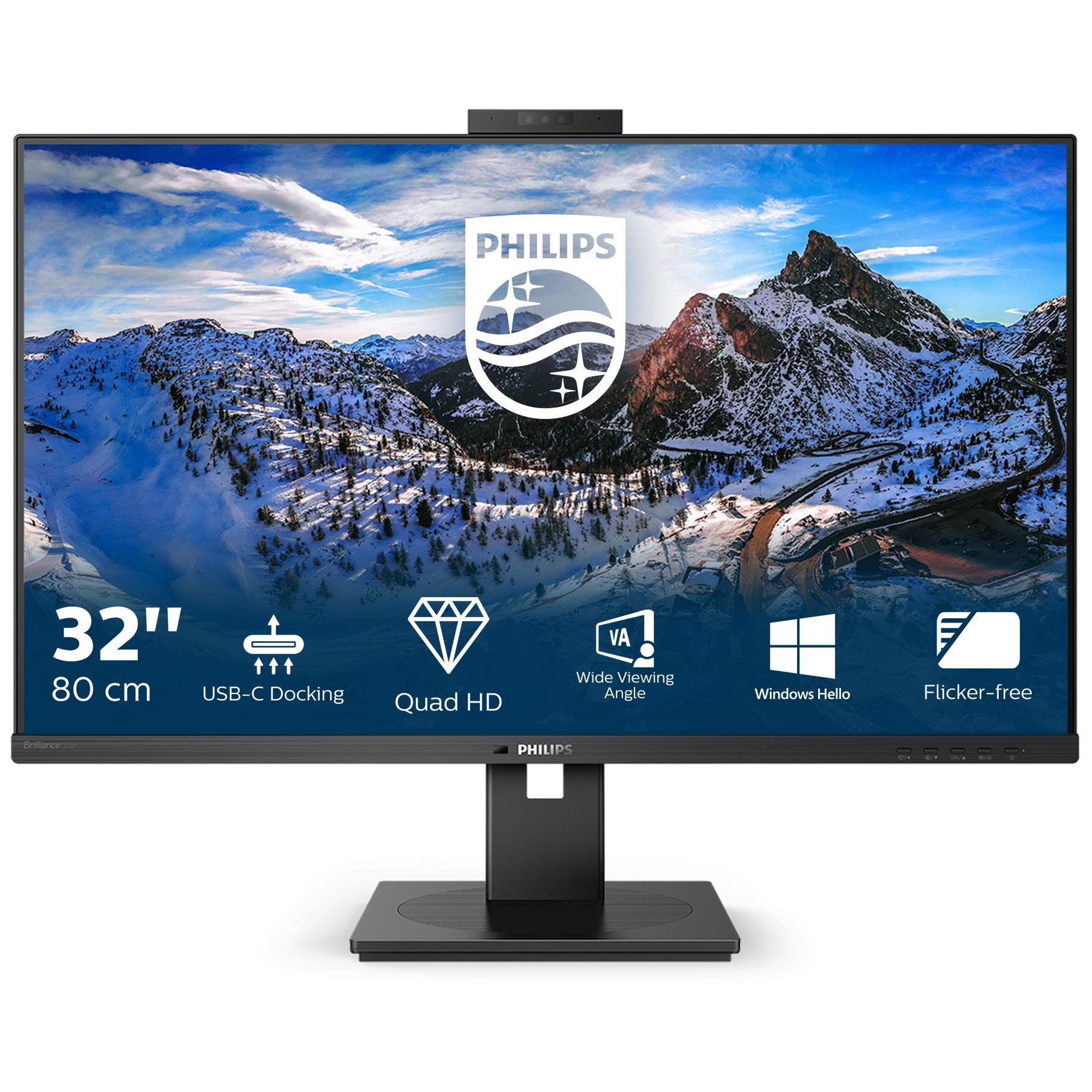 Monitor Philips Brilliance P-line 326P1H - LED de 32 pulgadas - QHD 2560 x 1440 @ 75 Hz - IPS - 350 cd/m² - 1000:1 - 4 ms - 2x HDMI, DisplayPort, USB-C - Altavoces integrados - Textura negra