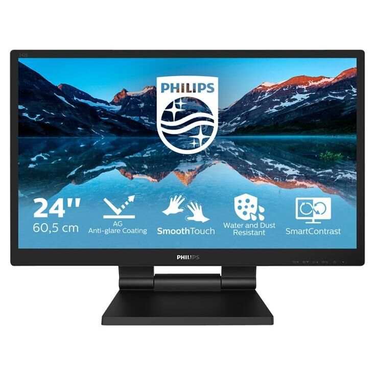 Philips B Line 242B9TL - LED Screen - 24" - Touchscreen - 1920 x 1080 Full HD (1080p) @ 60Hz - IPS - 250 cd/m² - 1000:1 - 5ms - HDMI, DVI-D, VGA, DisplayPort - Built-in Speakers - Black Texture
