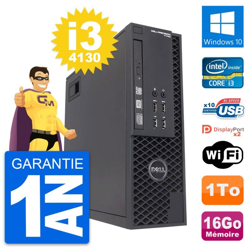 Dell T1700 SFF Desktop PC - Intel Core i3-4130, 16GB RAM, 1TB HDD, Windows 10, WiFi