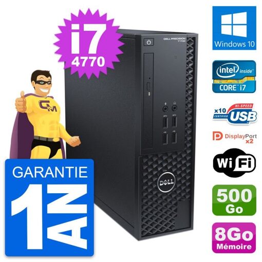Computadora Dell Precision T1700 SFF - Procesador Intel i7-4770, 8 GB de RAM, 500 GB HDD, Windows 10, WiFi