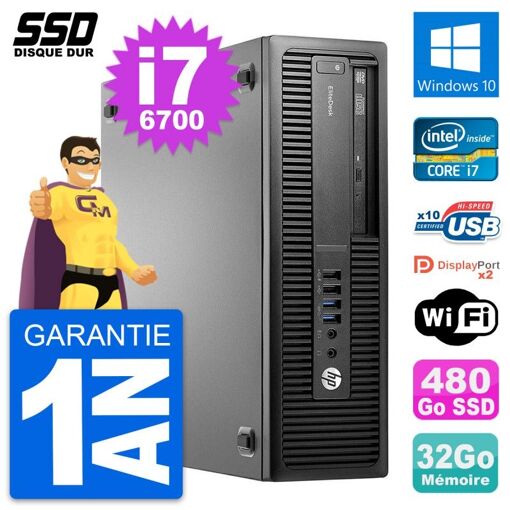 HP EliteDesk 800 G2 Mini PC - Intel Core i7, 32GB RAM, 480GB SSD, Windows 10