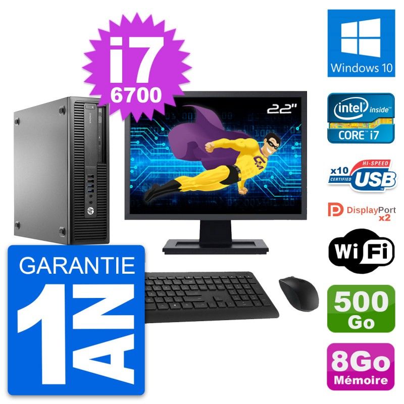 HP EliteDesk 800 G2 SFF Computer | 22" Screen | Intel i7-6700 | 8GB RAM | 500GB HDD