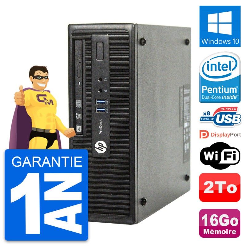 HP ProDesk 400 G3 SFF Computer - Intel G4400, 16GB RAM, 2TB HDD, Windows 10, WiFi
