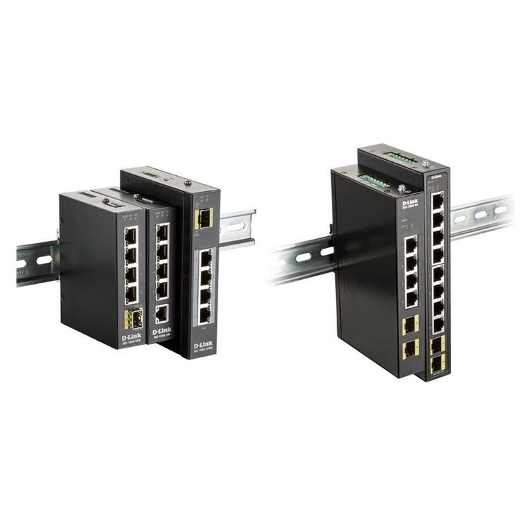 D-Link 100G-10S - Switch - Unmanaged - 8 x 10/100/1000 + 2 x 100/1000 SFP - DIN Rail Mount, Wall Mount