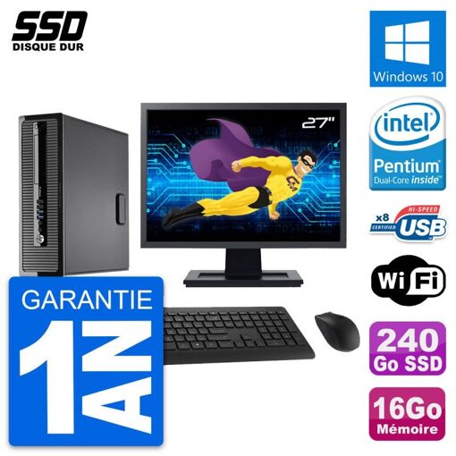 HP ProDesk 400 G1 SFF Desktop PC | 27" Screen | 16GB RAM | 240GB SSD | Windows 10 | WiFi