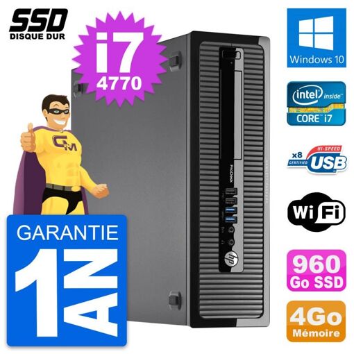 HP ProDesk 400 G1 SFF Computer - Intel Core i7, 4GB RAM, 960GB SSD, Windows 10, WiFi