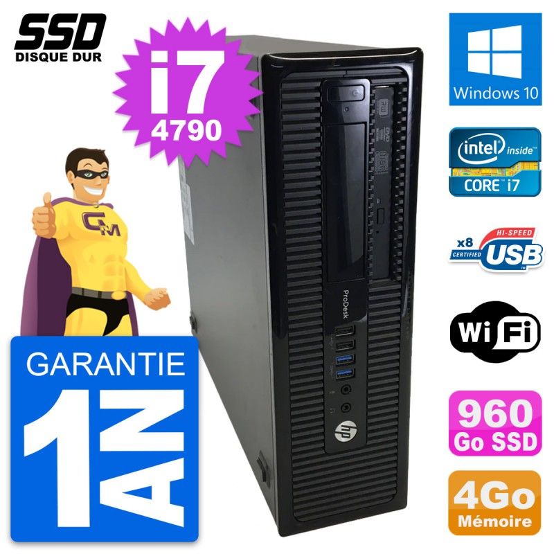 HP ProDesk 400 G1 SFF Desktop PC - Intel Core i7, 4GB RAM, 960GB SSD, Windows 10, WiFi
