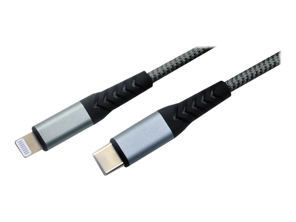 MCL Lightning Cable - USB-C to Lightning - 1m - Grey - USB Power Delivery (60W)
