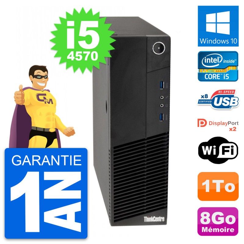 Lenovo ThinkCentre M83 SFF Desktop PC - Intel i5-4570, 8GB RAM, 1TB HDD, Windows 10, WiFi