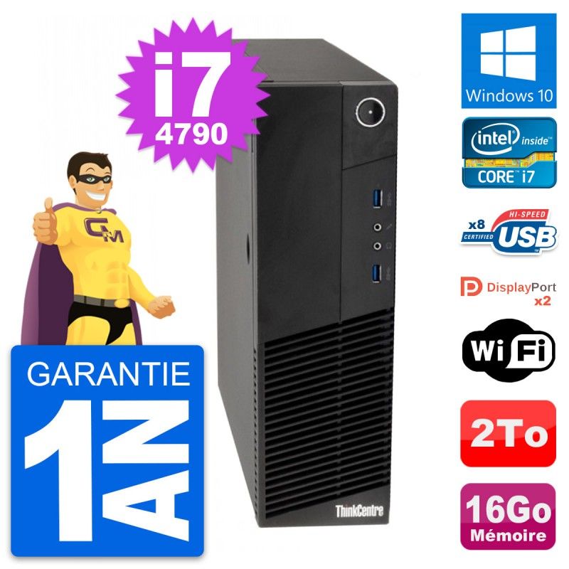 Lenovo ThinkCentre M83 SFF Desktop PC - Intel i7-4790, 16GB RAM, 2TB HDD, Windows 10, WiFi