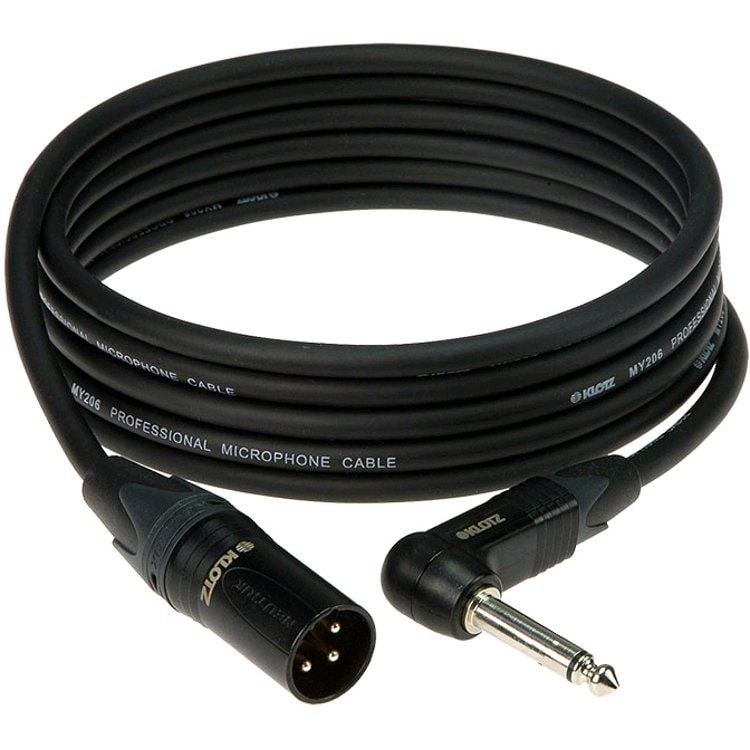 Klotz 2JB1-M100 Neutrik XLR 3br. Male to Mono Jack Bent Cable, 10m
