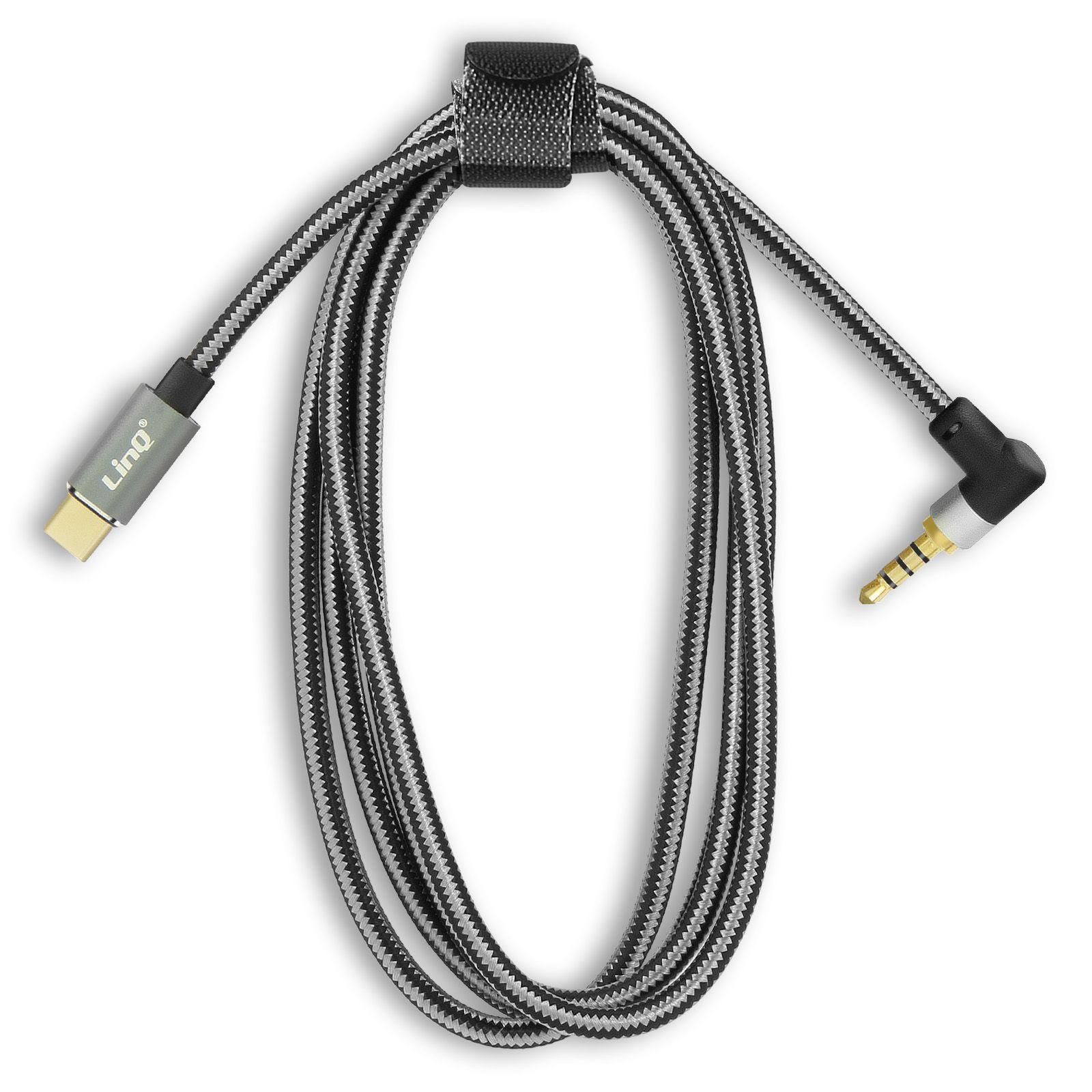 LinQ USB-C to 3.5mm Jack 4-Pin Male Right Angle Adapter Cable 1.5m