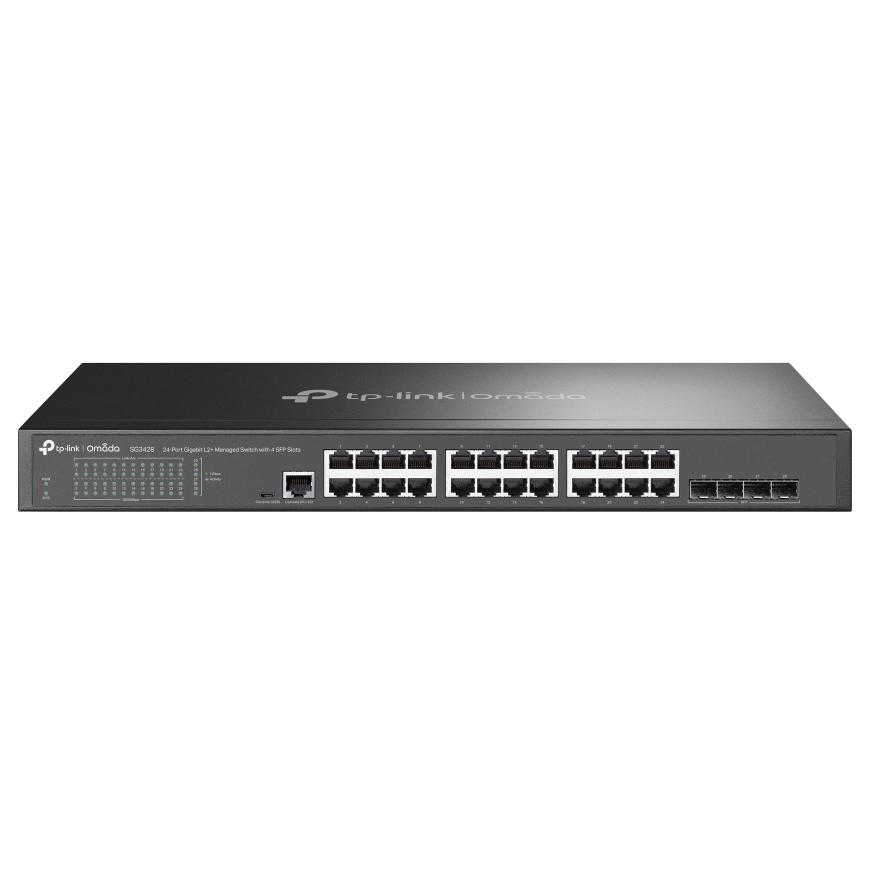 TP-Link Omada SG3428 Managed Network Switch, Gigabit Ethernet (10/100/1000) 24-Port, 1U Black