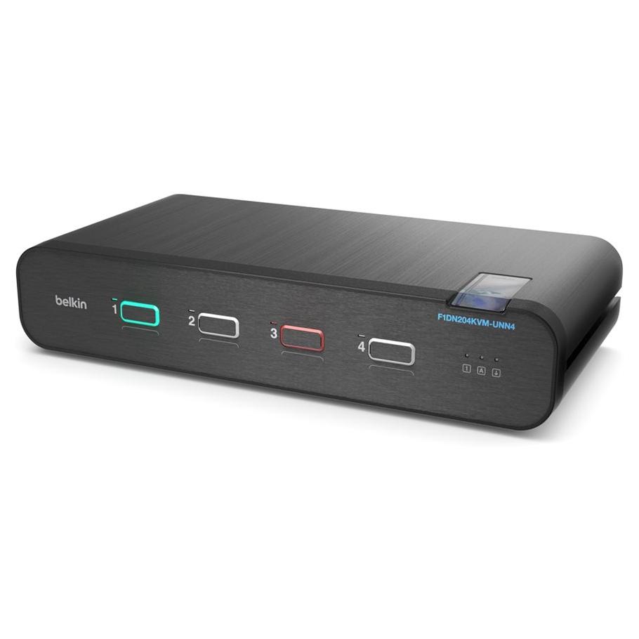 Belkin Universal Secure Dual-Head Switch - 2nd Generation - Screen, Keyboard & Mouse/Audio - 4x KVM/Audio - 1 Local User - Desktop - TAA Compliant