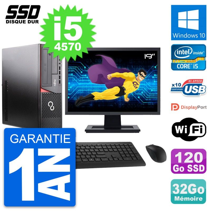 Fujitsu E920 DT 19-inch PC - Intel i5, 32GB RAM, 120GB SSD, Windows 10, Wifi