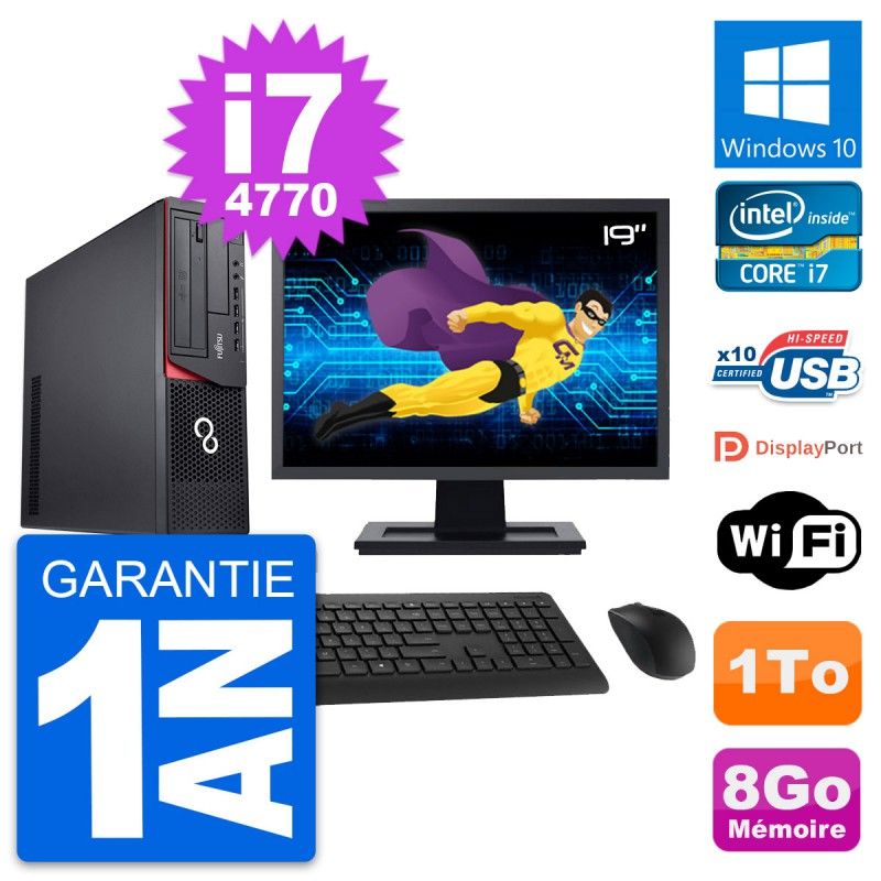 Fujitsu E920 DT 19-Inch Desktop PC - Intel i7-4770, 8GB RAM, 1TB HDD, Windows 10, WiFi