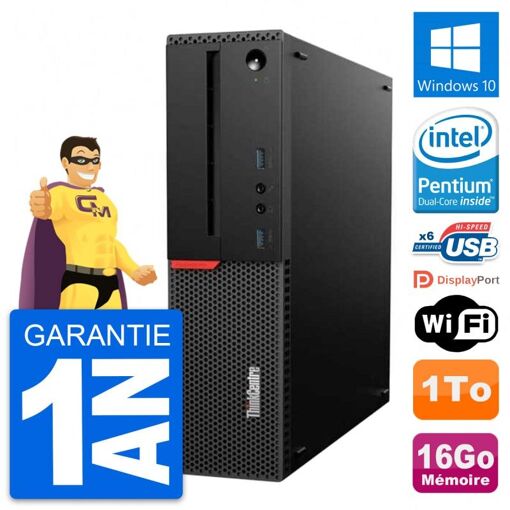 Computadora de escritorio Lenovo ThinkCentre M700 SFF - Intel Pentium G4400, 16 GB de RAM, 1 TB HDD, Windows 10, WiFi