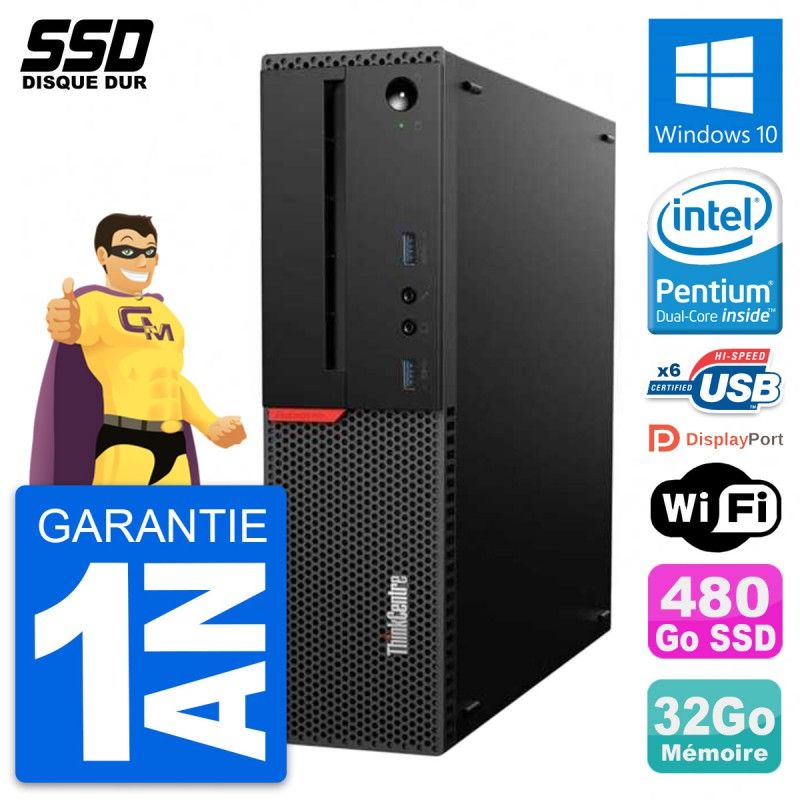 Lenovo ThinkCentre M700 SFF Desktop - Intel G4400, 32GB RAM, 480GB SSD, Windows 10, WiFi
