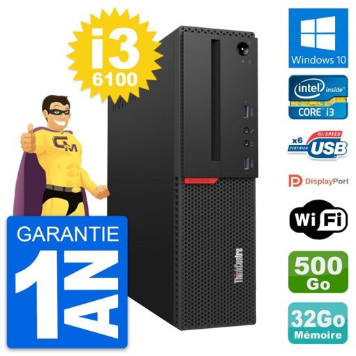 Lenovo ThinkCentre M700 SFF, i3-6100, 32GB RAM, 500GB SSD, Windows 10, Wifi