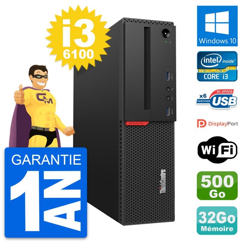 Lenovo ThinkCentre M700 SFF i3-6100 32GB RAM 500GB SSD Windows 10 Wifi