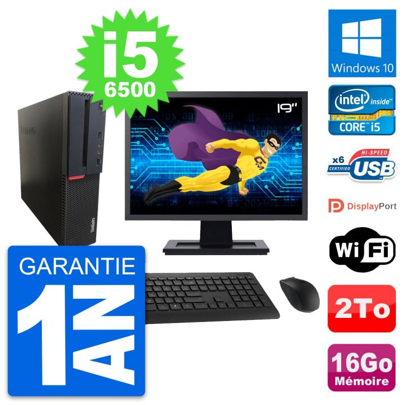 Lenovo M700 SFF Desktop Computer - 19" Screen, Intel i5-6500, 16GB RAM, 2TB Storage, Windows 10, WiFi