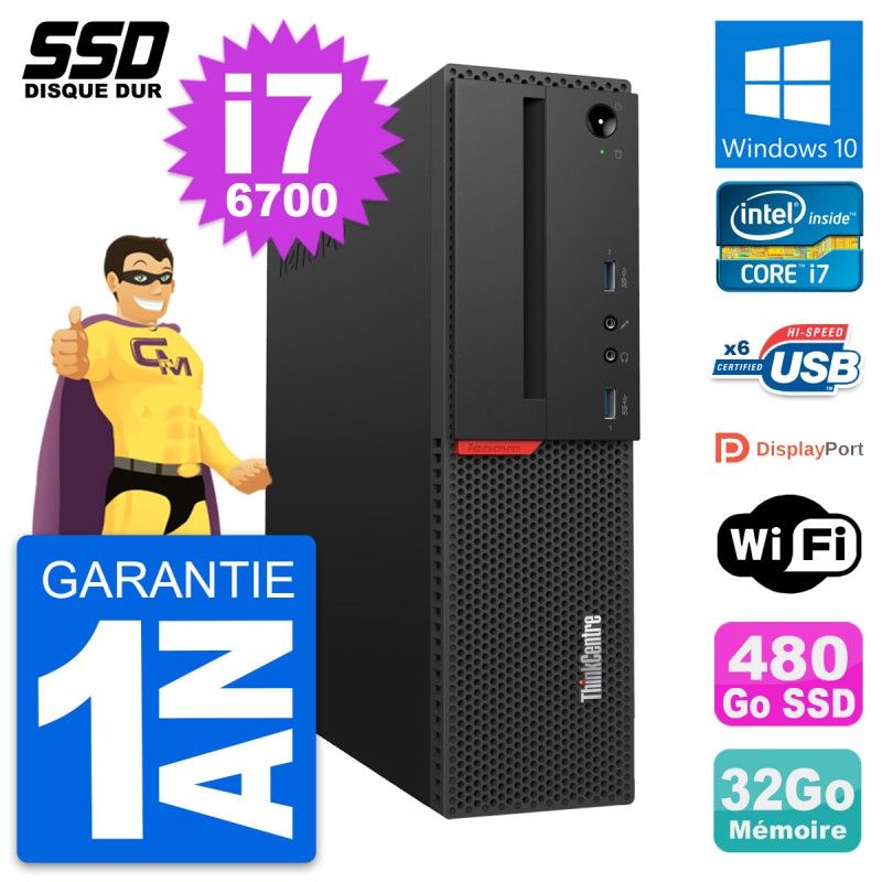 Lenovo ThinkCentre M700 SFF - Intel i7-6700, 32GB RAM, 480GB SSD, Windows 10, Wifi