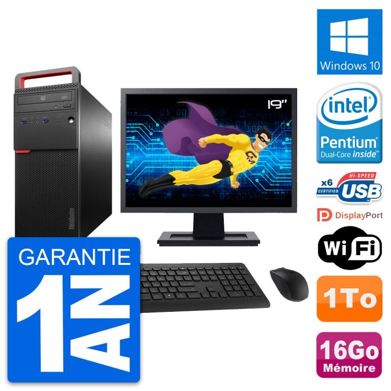 Lenovo M700 Desktop Computer - 19" Screen, Intel G4400, 16GB RAM, 1TB HDD, Windows 10, WiFi