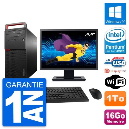 Computadora de escritorio Lenovo ThinkCentre M700, pantalla de 22', procesador Intel G4400, 16GB de RAM, 1TB HDD, Windows 10