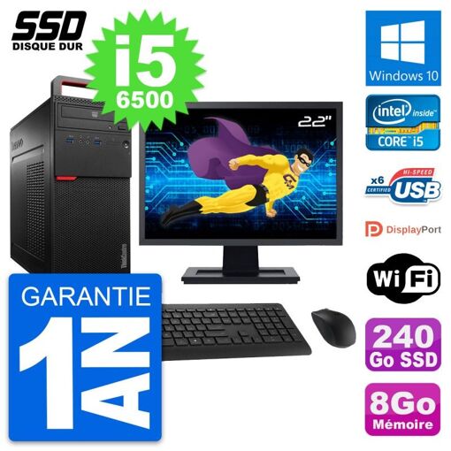 PC de escritorio Lenovo M700 - Pantalla de 22', Intel i5-6500, 8GB de RAM, 240GB SSD, Windows 10, Wi-Fi