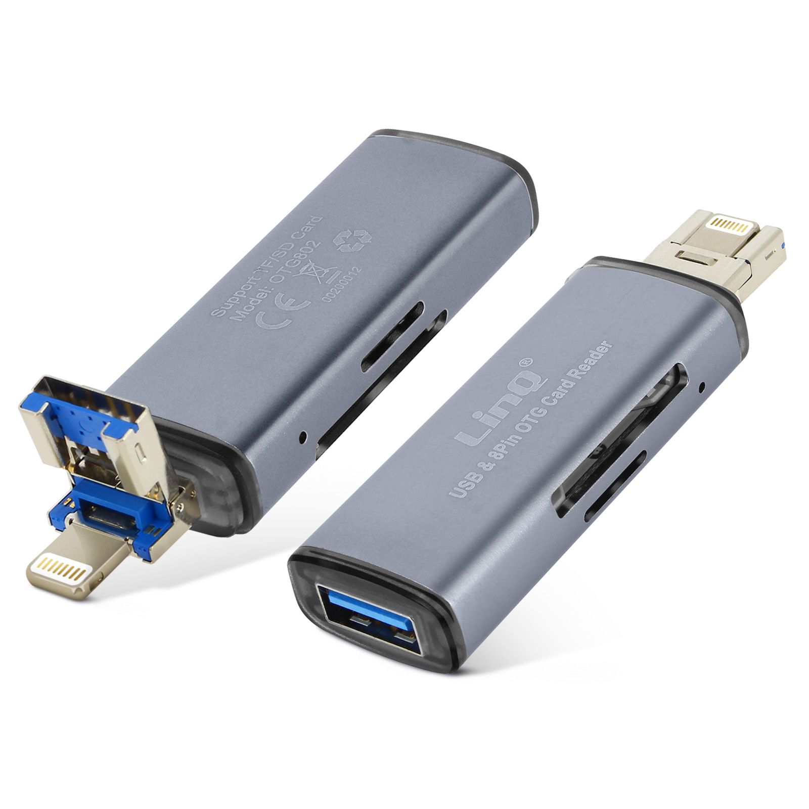 LinQ 2-in-1 SD/Micro-SD Card Reader - Grey