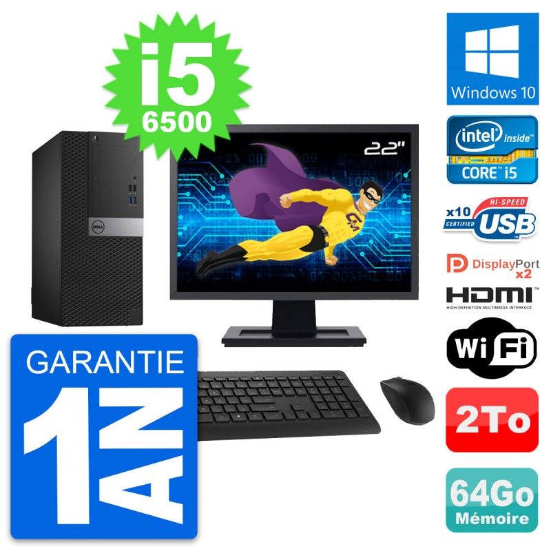 Dell OptiPlex 7040 Desktop PC - 22" Screen, i5-6500, 64GB RAM, 2TB HDD, HDMI