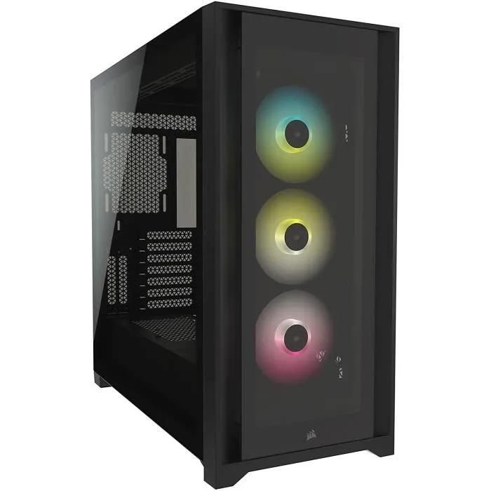 Corsair iCUE 5000X RGB - Tower - ATX - Tempered Glass Side Panel - No Power Supply (ATX) - Black - USB/Audio