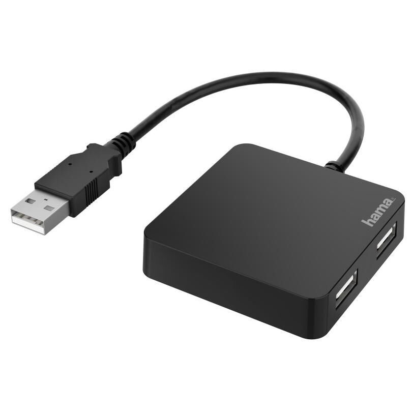 Hama USB 2.0 Hub & Adapter - 480 Mbit/s, Black