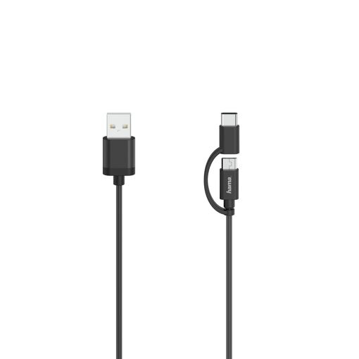 Câble micro-USB Hama 2 en 1 avec adaptateur USB-C, USB 2.0, 0,75 m