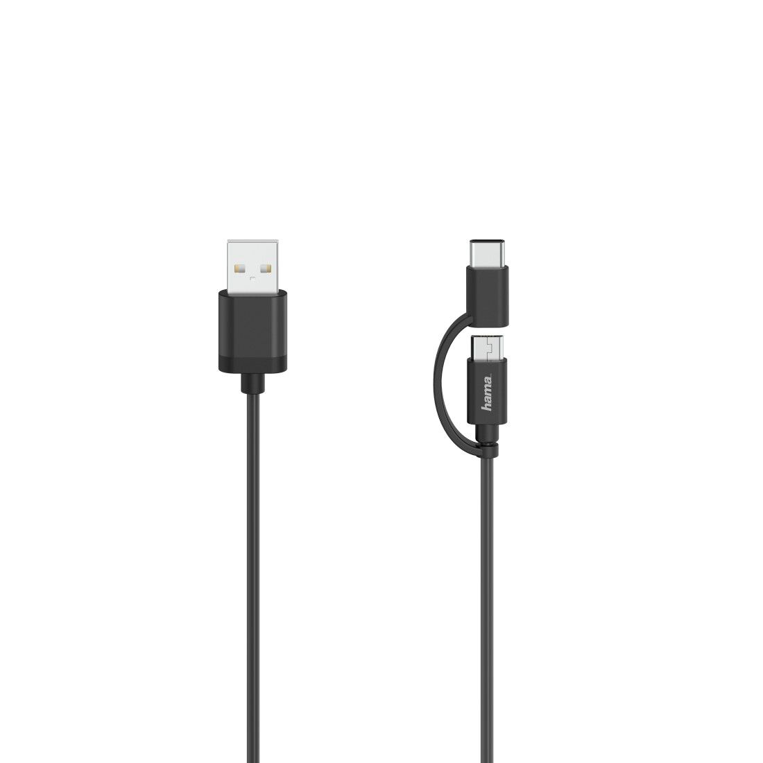 Cable Micro USB Hama 2 en 1 con adaptador USB-C, USB 2.0, 0,75 m