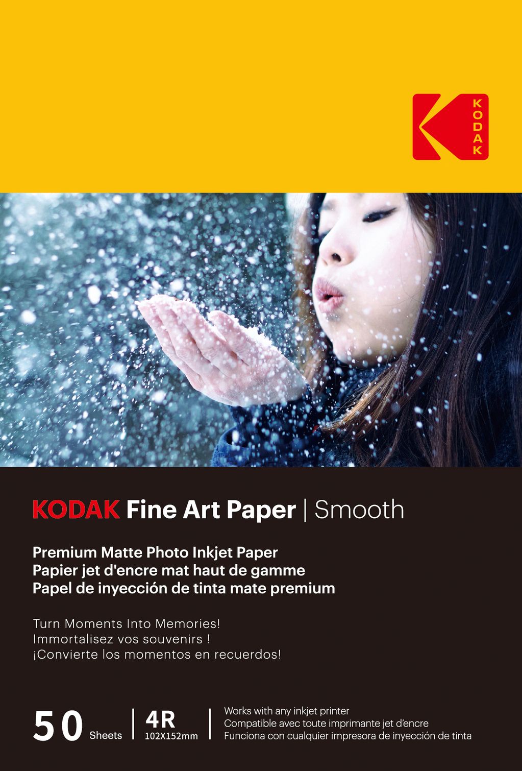 Kodak Photo Paper, 50 Sheets, 230g/m², Matte, A6 (10x15cm), Inkjet Print - Smooth Finish
