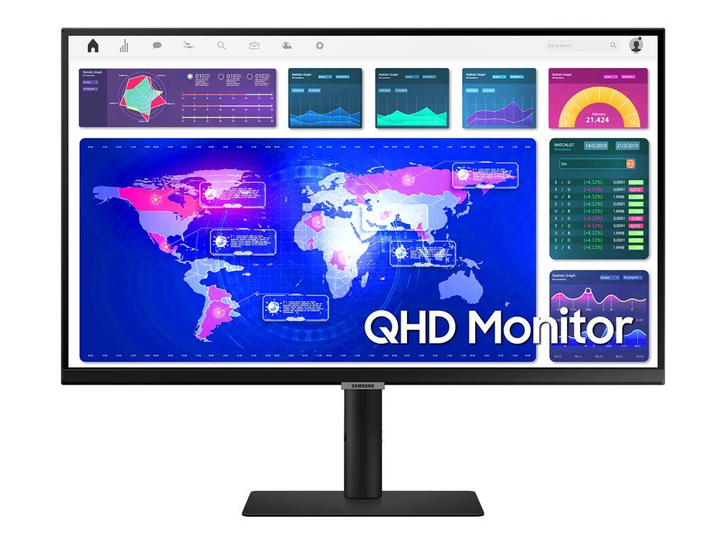 Samsung S27A600UUU - S60UA Series 27" LED Display - QHD 2560x1440 @ 75Hz - IPS - 300cd/m² - HDR10 - 5ms - HDMI, DisplayPort, USB-C - Black