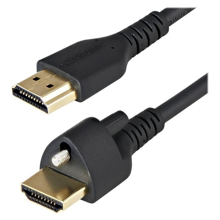 Cable HDMI de 1 metro Startech con tornillo de bloqueo - 4K 60Hz HDR - Cable de pantalla HDMI de alta velocidad 2.0 - Conexión segura con conectores bloqueados por tornillo - HDMI con Ethernet - M/M (HDMM1MLS) - Cable de alta velocidad premium