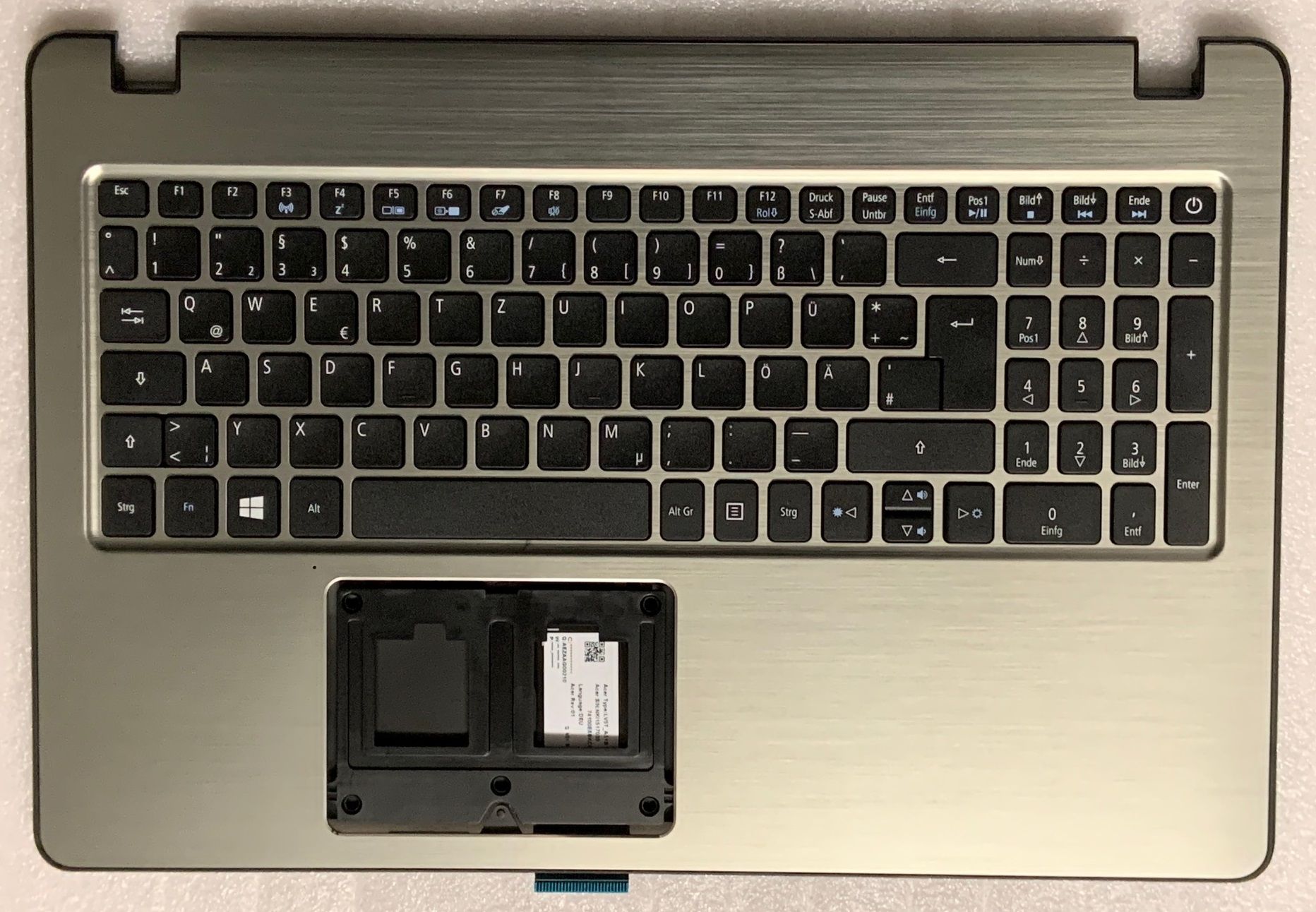 Clavier Acer Aspire F5-573G - AZERTY Allemand, Argent