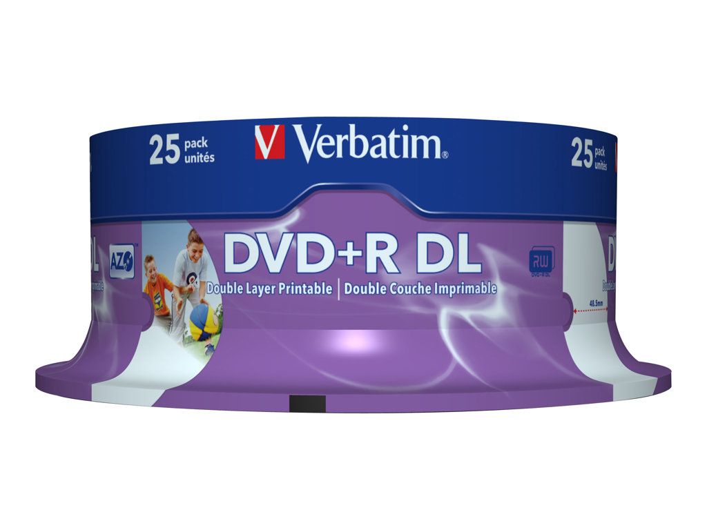 Verbatim DVD+R DL 25 Pack - 8.5GB, 8x Speed, Printable Surface