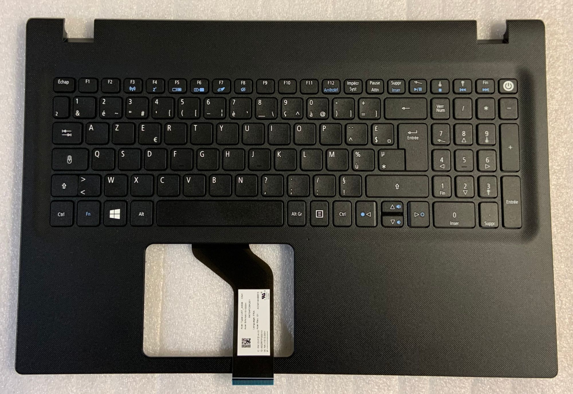Teclado Francés AZERTY Acer TravelMate TMP258-M 6B.VBAN7.009 TOPCASE Negro