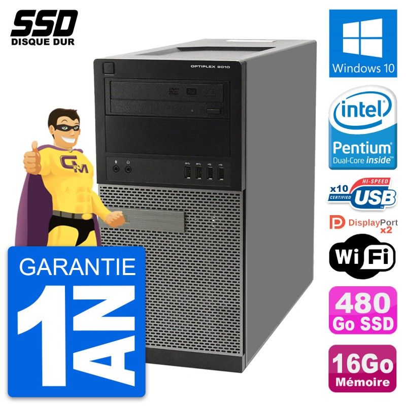 Dell OptiPlex 9010 Desktop PC - Intel Pentium G630, 16GB RAM, 480GB SSD, Windows 10, WiFi