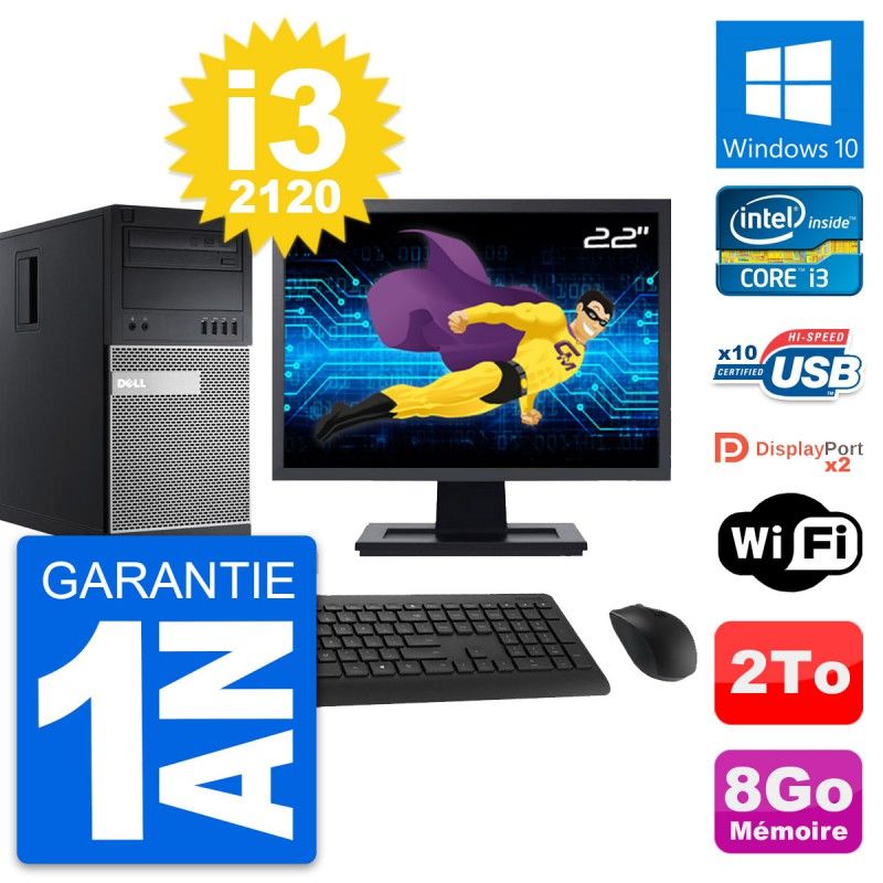 Dell OptiPlex 9010 Desktop PC - 22" Screen, Intel i3-2120, 8GB RAM, 2TB Hard Drive, Windows 10