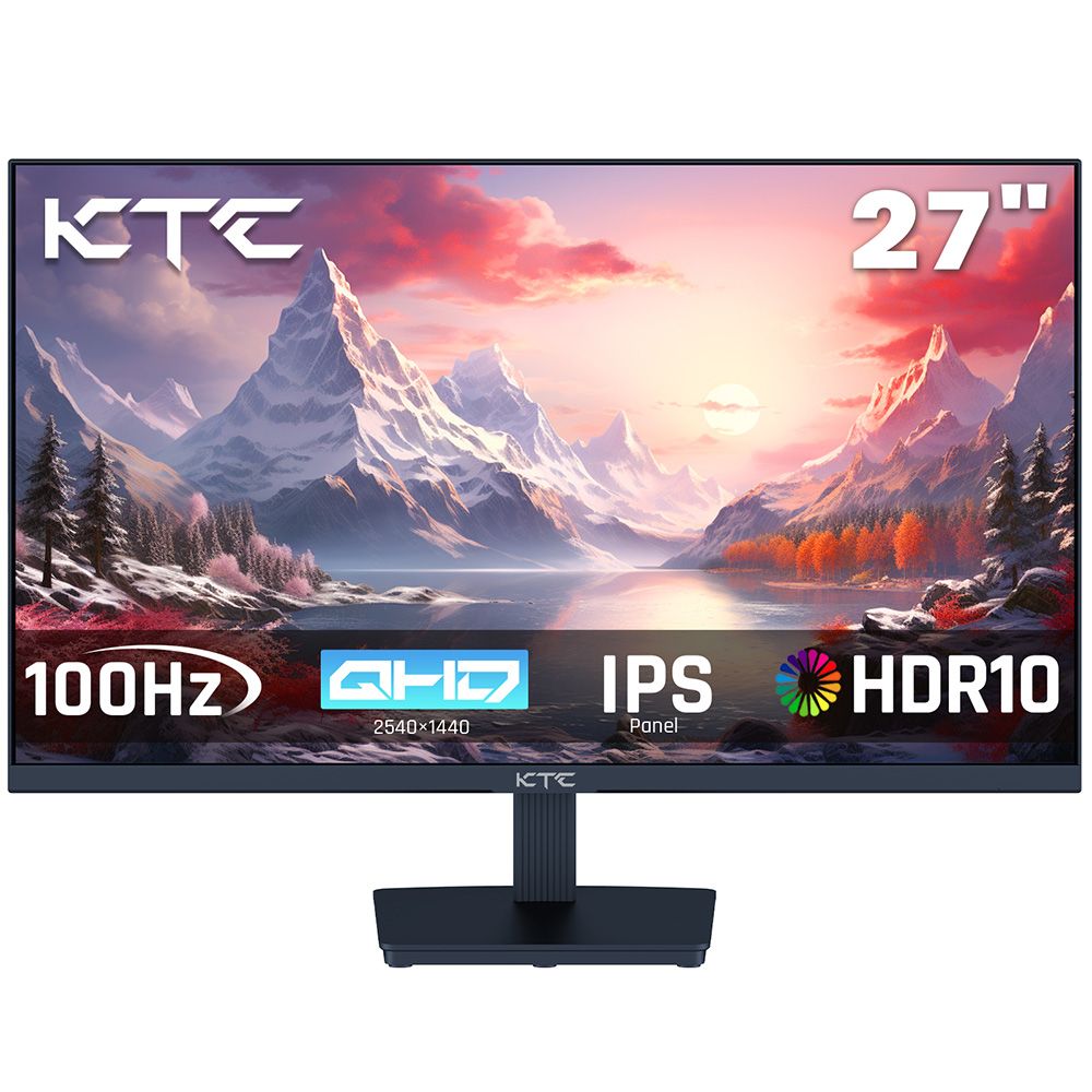 Moniteur de jeu KTC H27T27 - 27 pouces, résolution QHD 2560 x 1440, taux de rafraîchissement de 100 Hz, HDR10, temps de réponse de 1 ms, Adaptive-Sync, filtre anti-lumière bleue